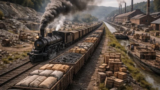 How Did Steam Locomotives Lower the Cost of Transporting Raw Materials and Finished Goods