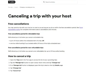 Turo Cancellation Rules