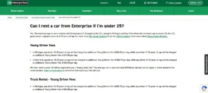 rent a car from Enterprise under 25